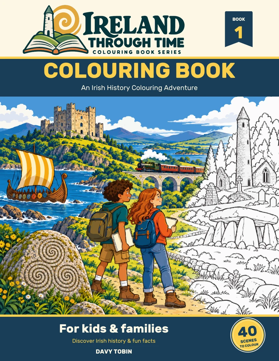 Ireland Through Time — Volume 1 — colouring book cover