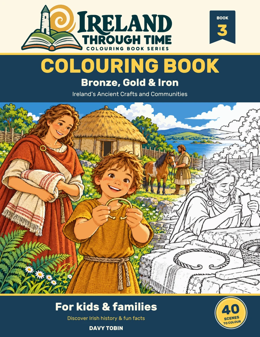 Bronze, Gold & Iron — colouring book cover